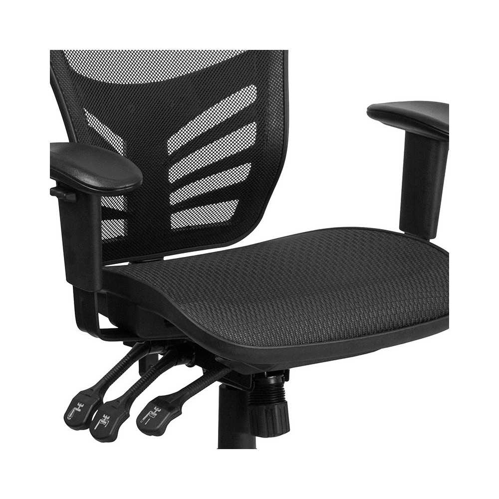 Mid-Back Transparent Black Mesh Multifunction Executive Swivel Ergonomic Office Chair with Adjustable Arms