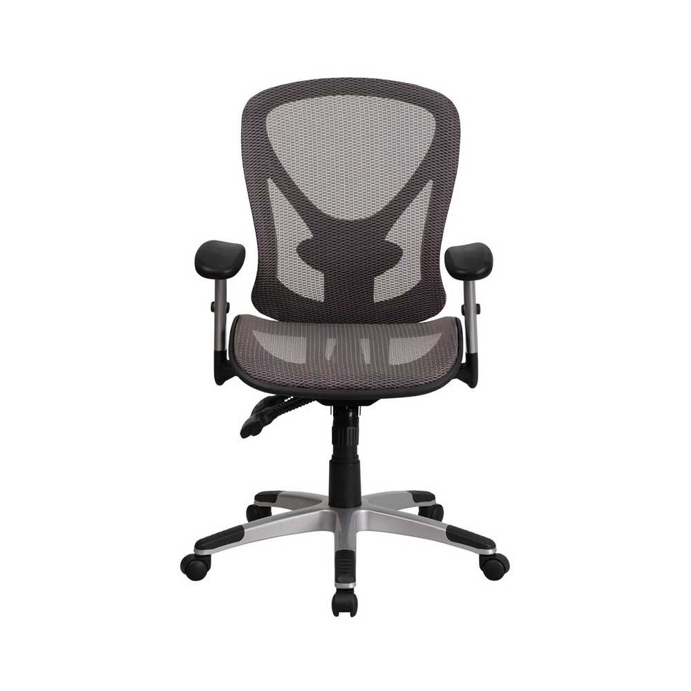 Mid-Back Transparent Gray Mesh Multifunction Executive Swivel Ergonomic Office Chair with Adjustable Arms