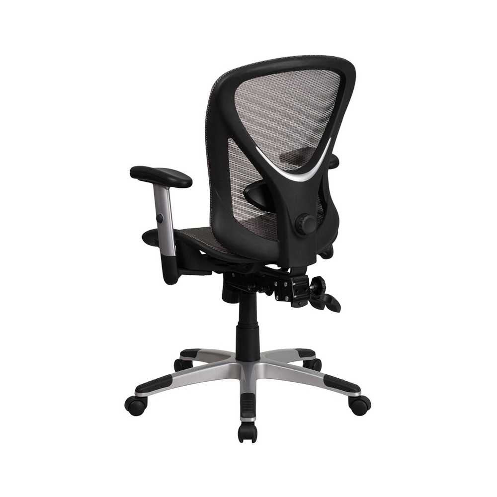 Mid-Back Transparent Gray Mesh Multifunction Executive Swivel Ergonomic Office Chair with Adjustable Arms
