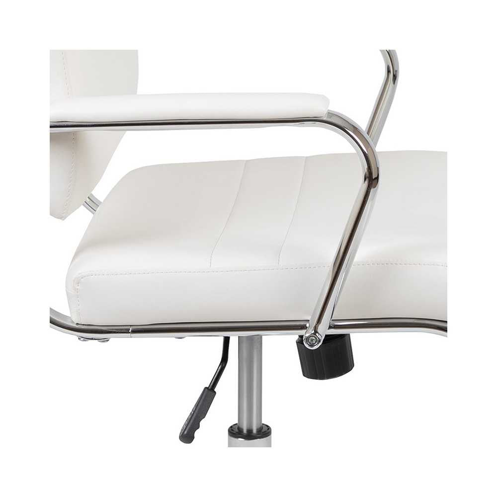 Mid-Back White LeatherSoft Contemporary Panel Executive Swivel Office Chair