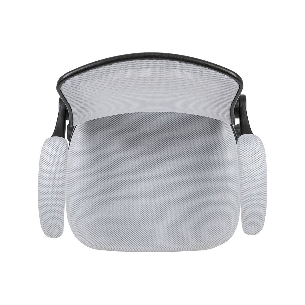 Mid-Back White Mesh Ergonomic Drafting Chair with Adjustable Foot Ring and Flip-Up Arms