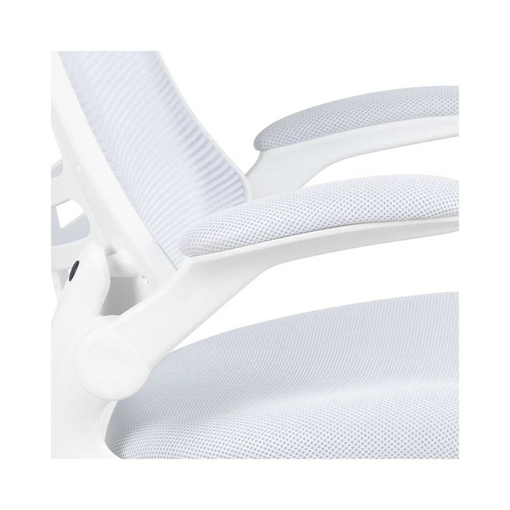 Mid-Back White Mesh Swivel Ergonomic Task Office Chair with White Frame and Flip-Up Arms