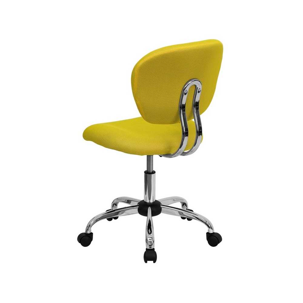 Mid-Back Yellow Mesh Padded Swivel Task Office Chair with Chrome Base