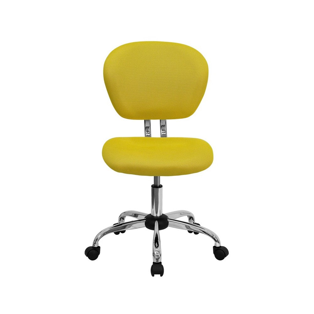 Mid-Back Yellow Mesh Padded Swivel Task Office Chair with Chrome Base