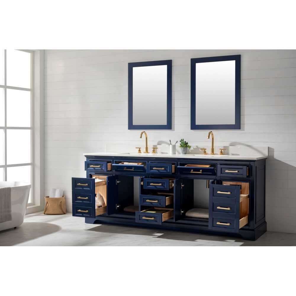Milano 84" Double Sink Vanity in Blue