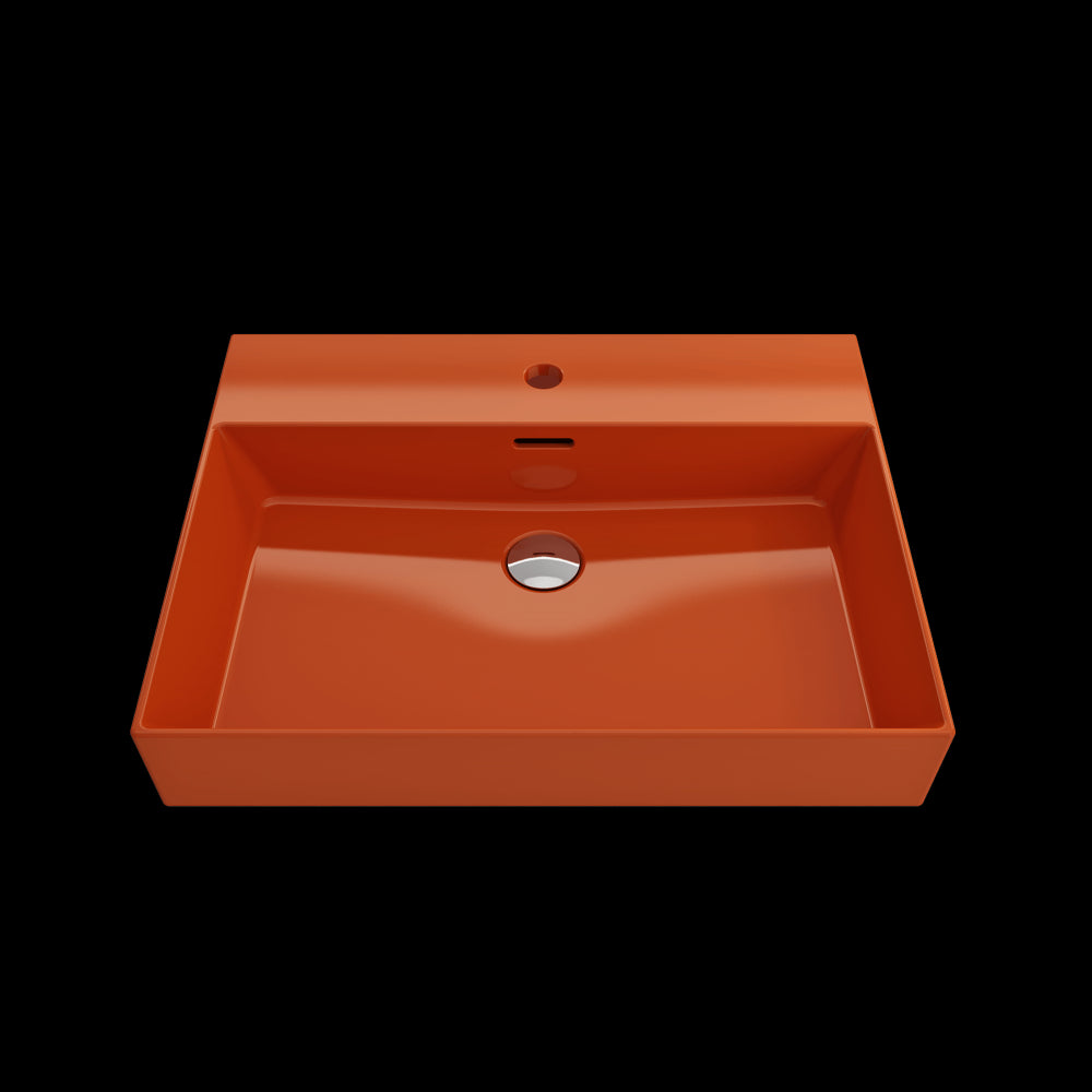Milano Wall-Mounted Sink Fireclay 24 in. 1-Hole with Overflow in Orange