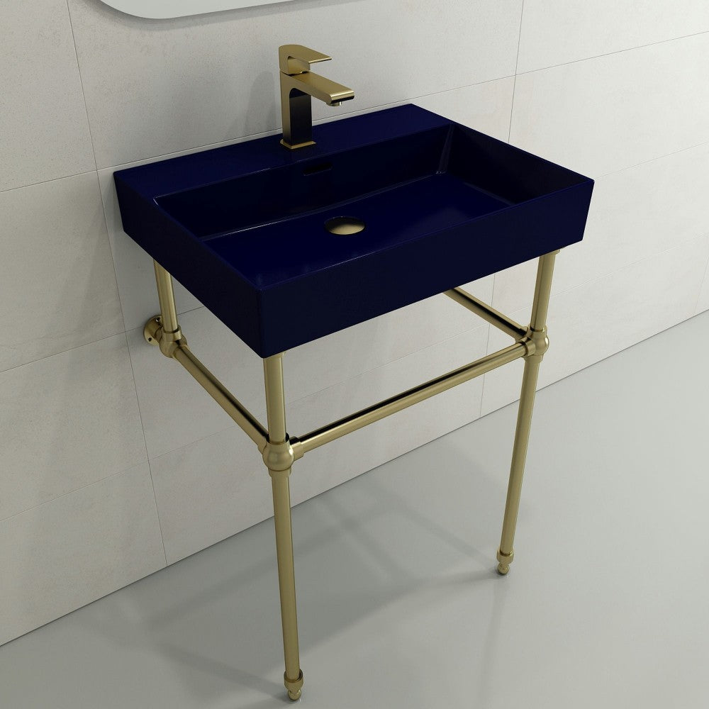 Milano Wall-Mounted Sink Fireclay 24 in. 1-Hole with Overflow in Sapphire Blue