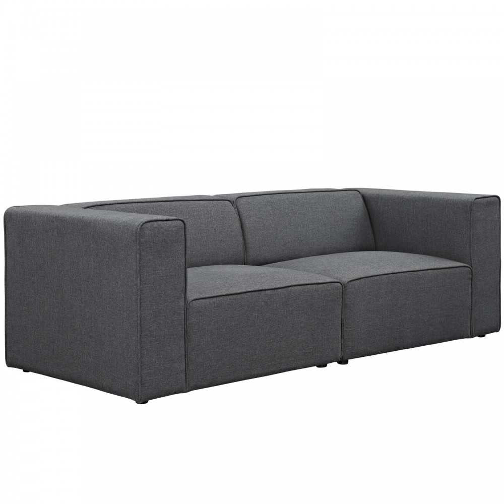 Mingle 2 Piece Upholstered Fabric Sectional Sofa Set, Gray