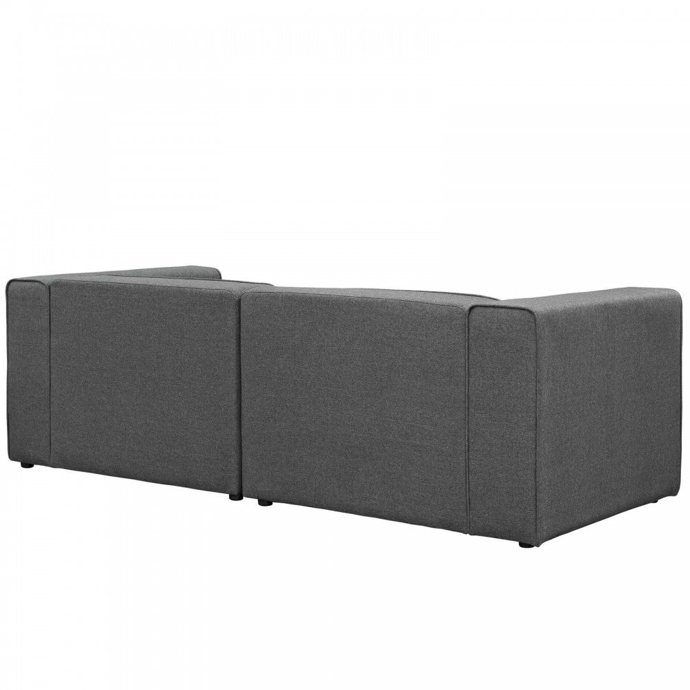 Mingle 2 Piece Upholstered Fabric Sectional Sofa Set, Gray