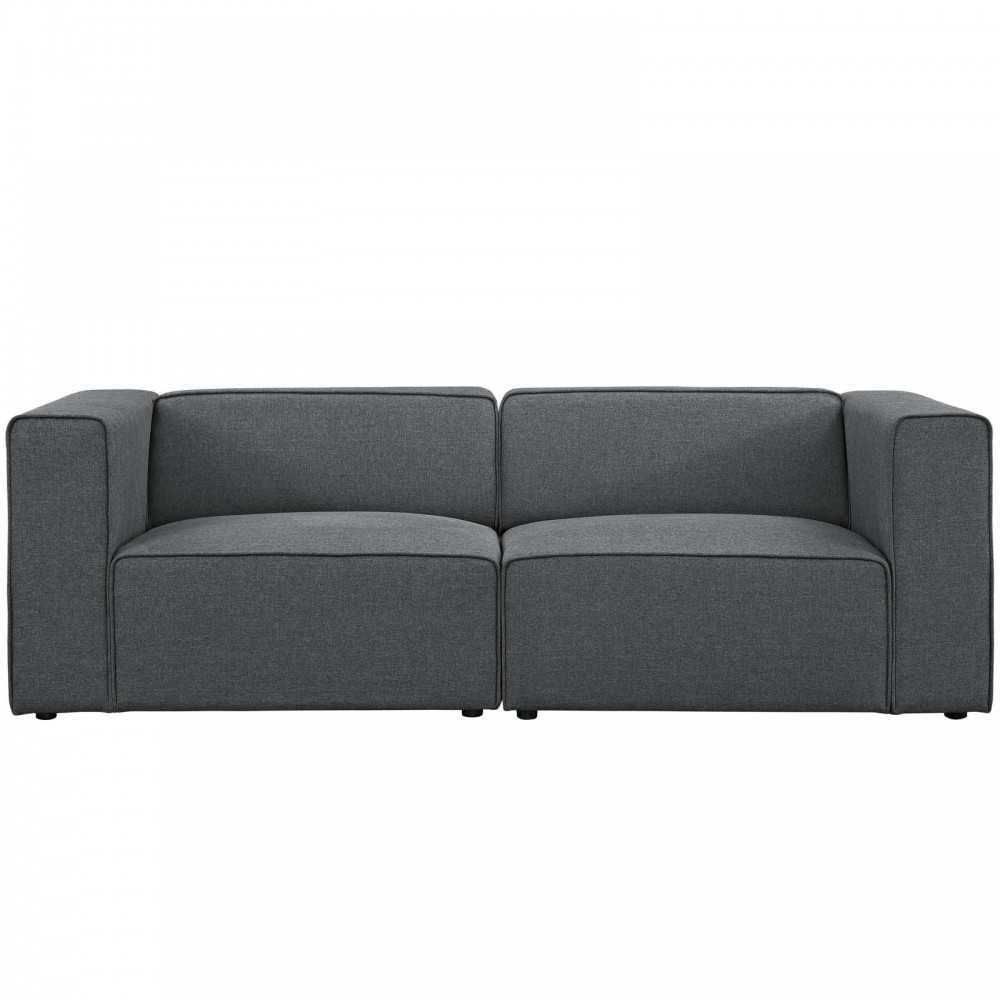 Mingle 2 Piece Upholstered Fabric Sectional Sofa Set, Gray