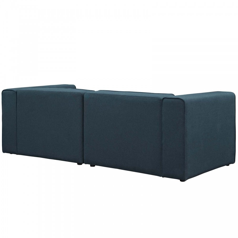 Mingle 2 Piece Upholstered Fabric Sectional Sofa Set, Blue