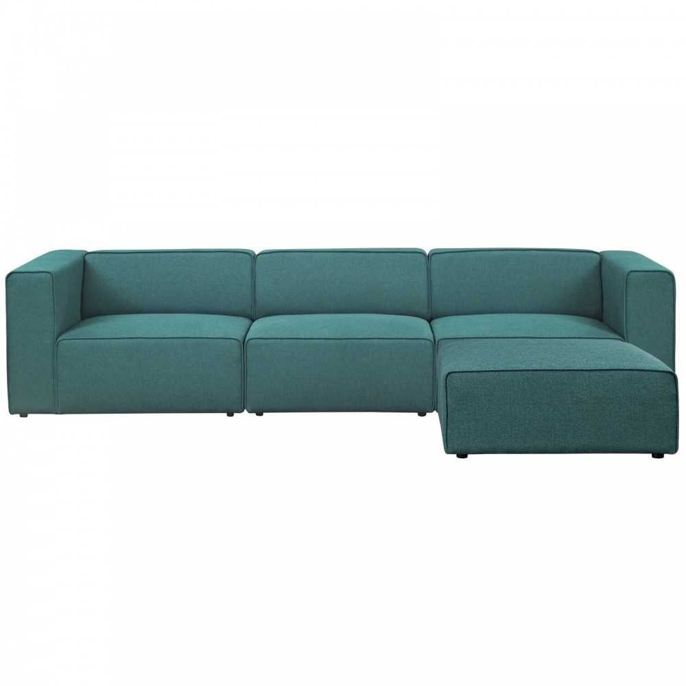 Mingle 4 Piece Upholstered Fabric Sectional Sofa Set, Teal, EEI-2831-TEA