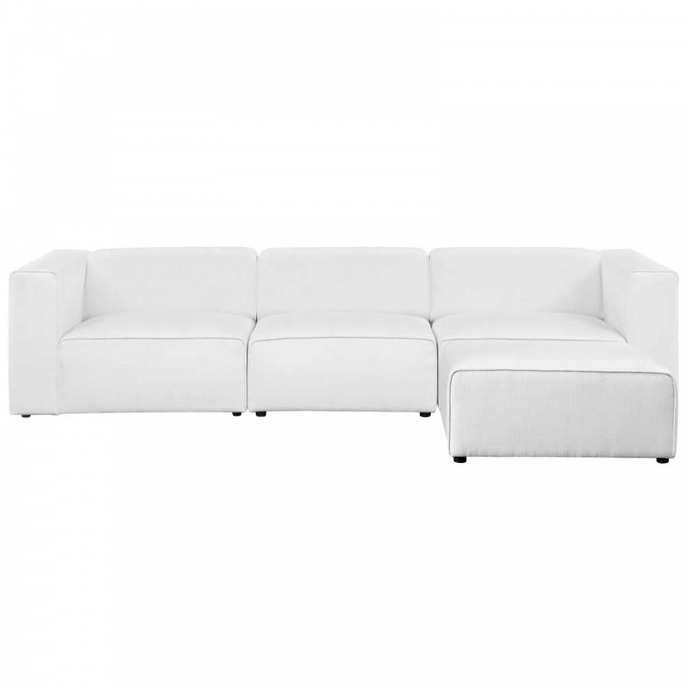 Mingle 4 Piece Upholstered Fabric Sectional Sofa Set, White, EEI-2831-WHI