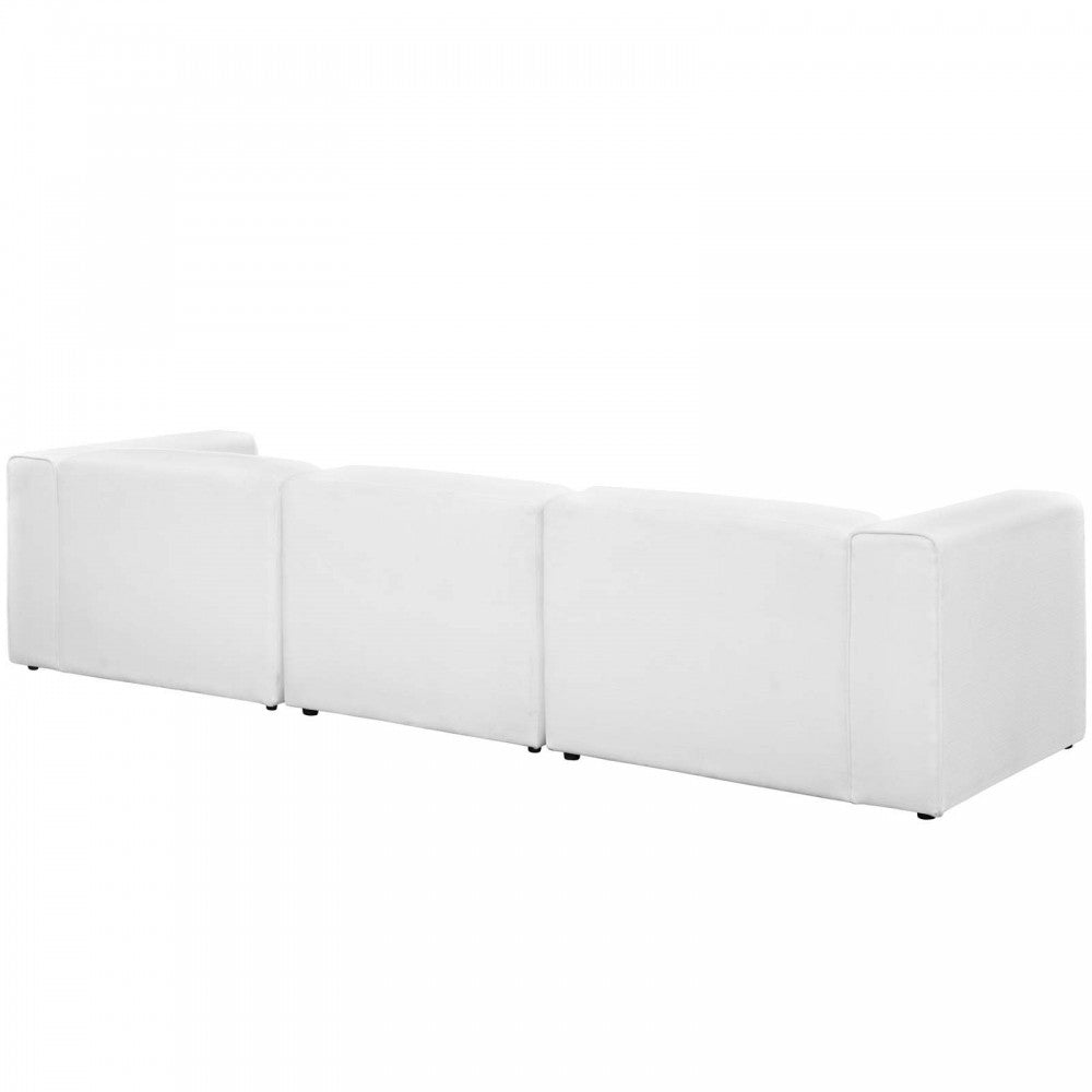 Mingle 4 Piece Upholstered Fabric Sectional Sofa Set, White, EEI-2831-WHI