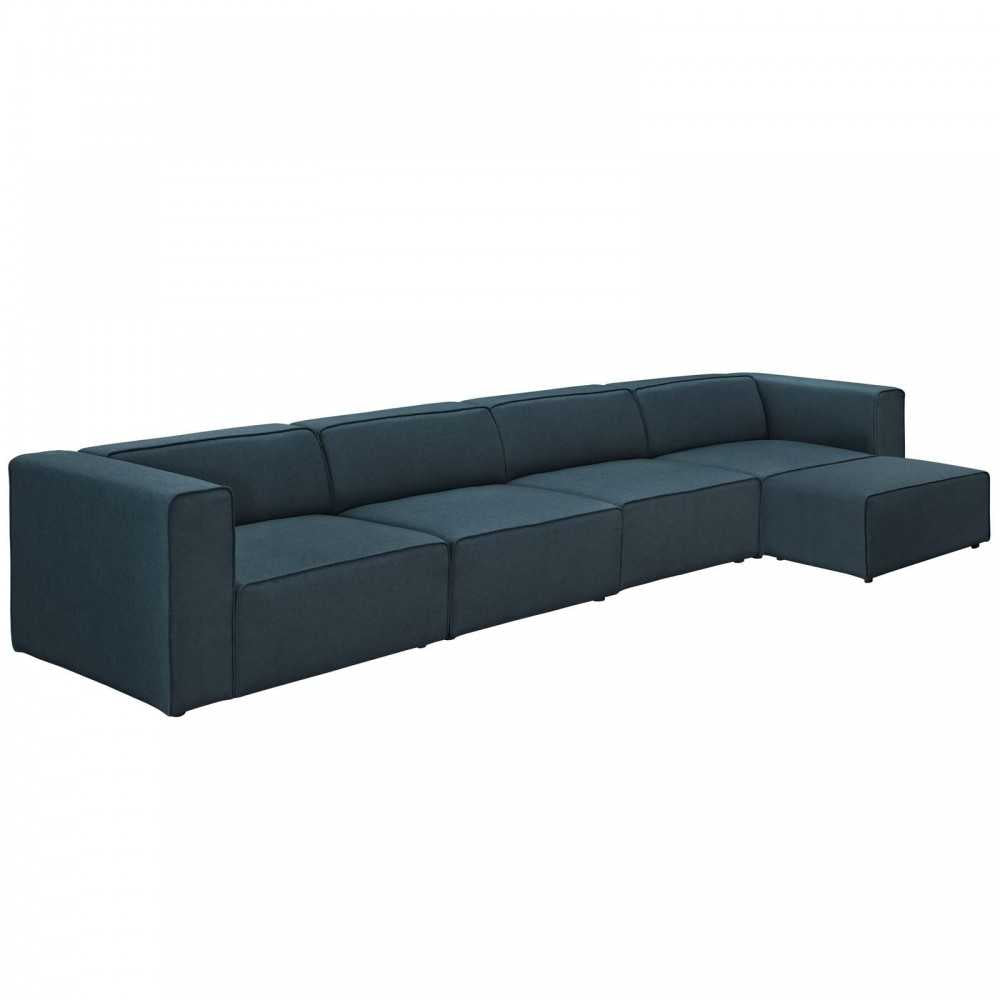 Mingle 5 Piece Upholstered Fabric Sectional Sofa Set, Blue, EEI-2833-BLU