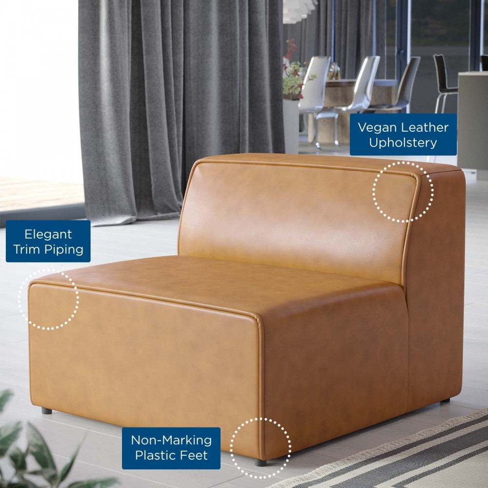 Mingle Vegan Leather Armless Chair, Tan