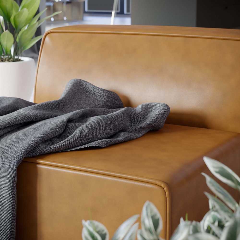 Mingle Vegan Leather Armless Chair, Tan