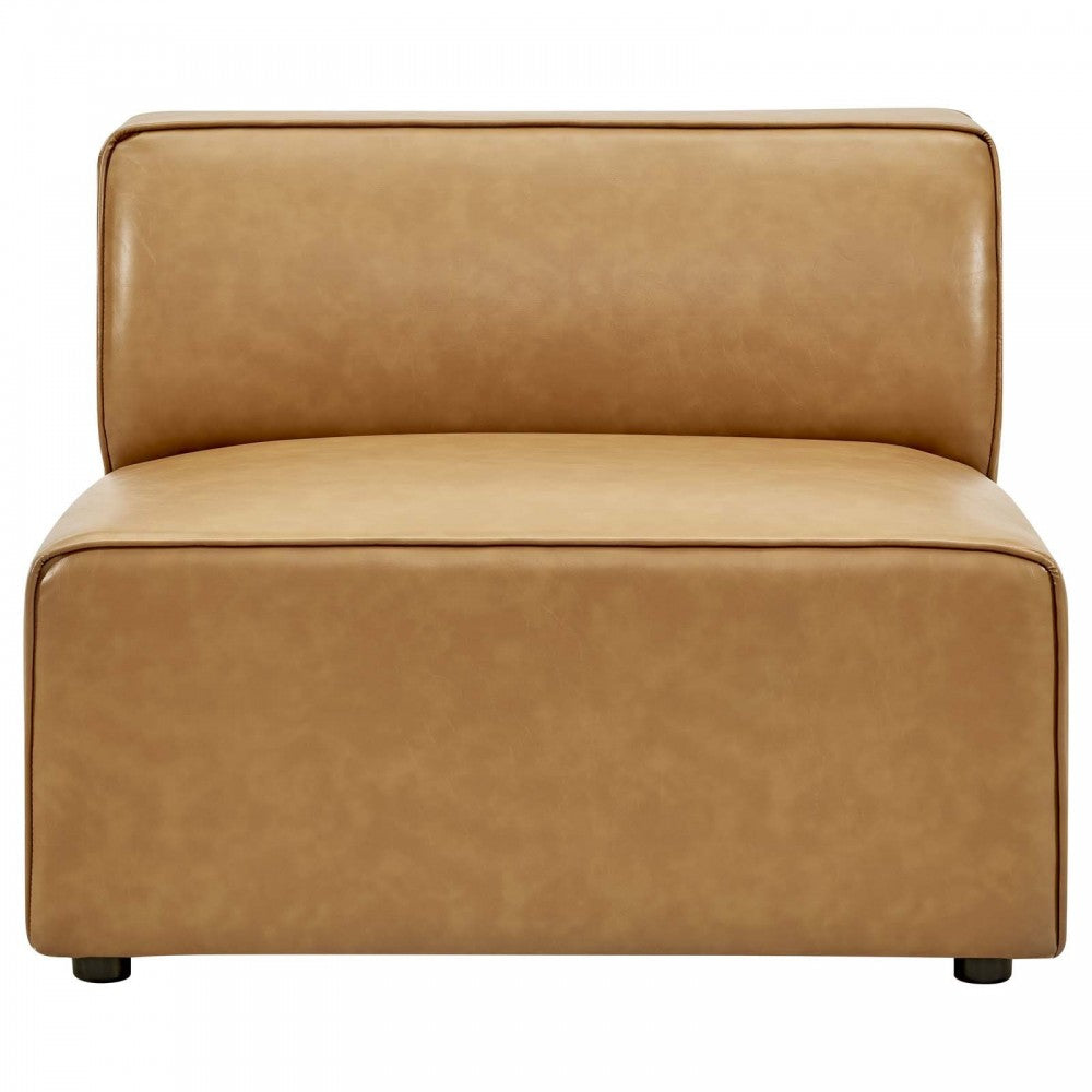 Mingle Vegan Leather Armless Chair, Tan