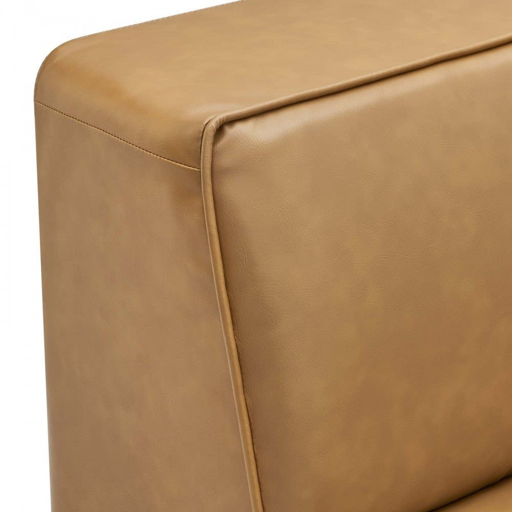 Mingle Vegan Leather Corner Chair, Tan