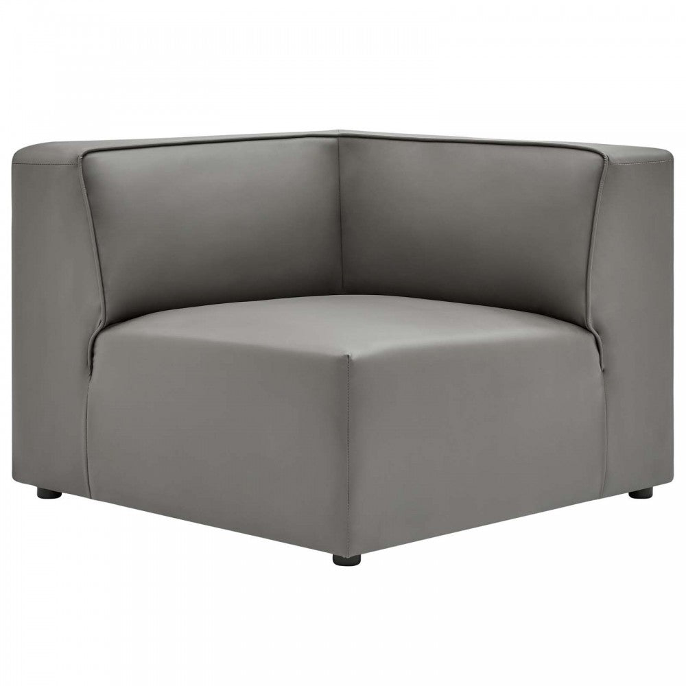 Mingle Vegan Leather Corner Chair, Gray