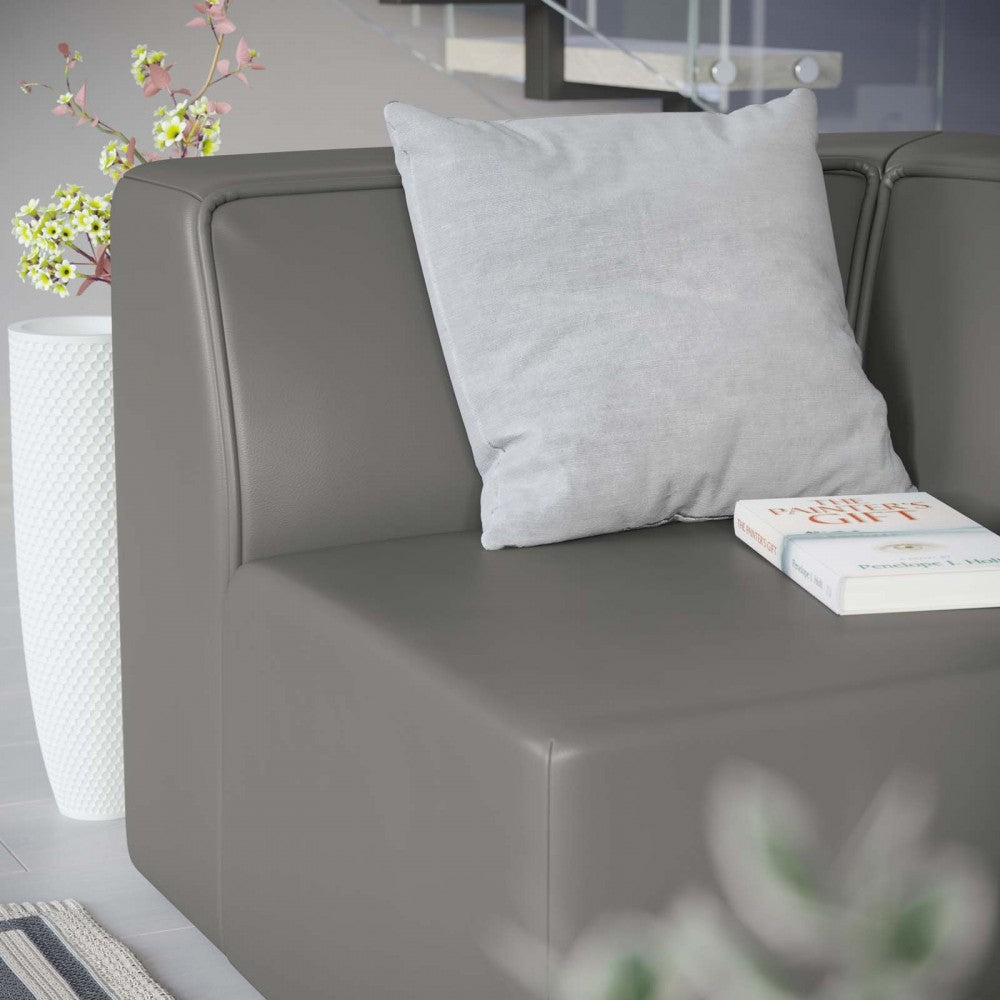 Mingle Vegan Leather Corner Chair, Gray