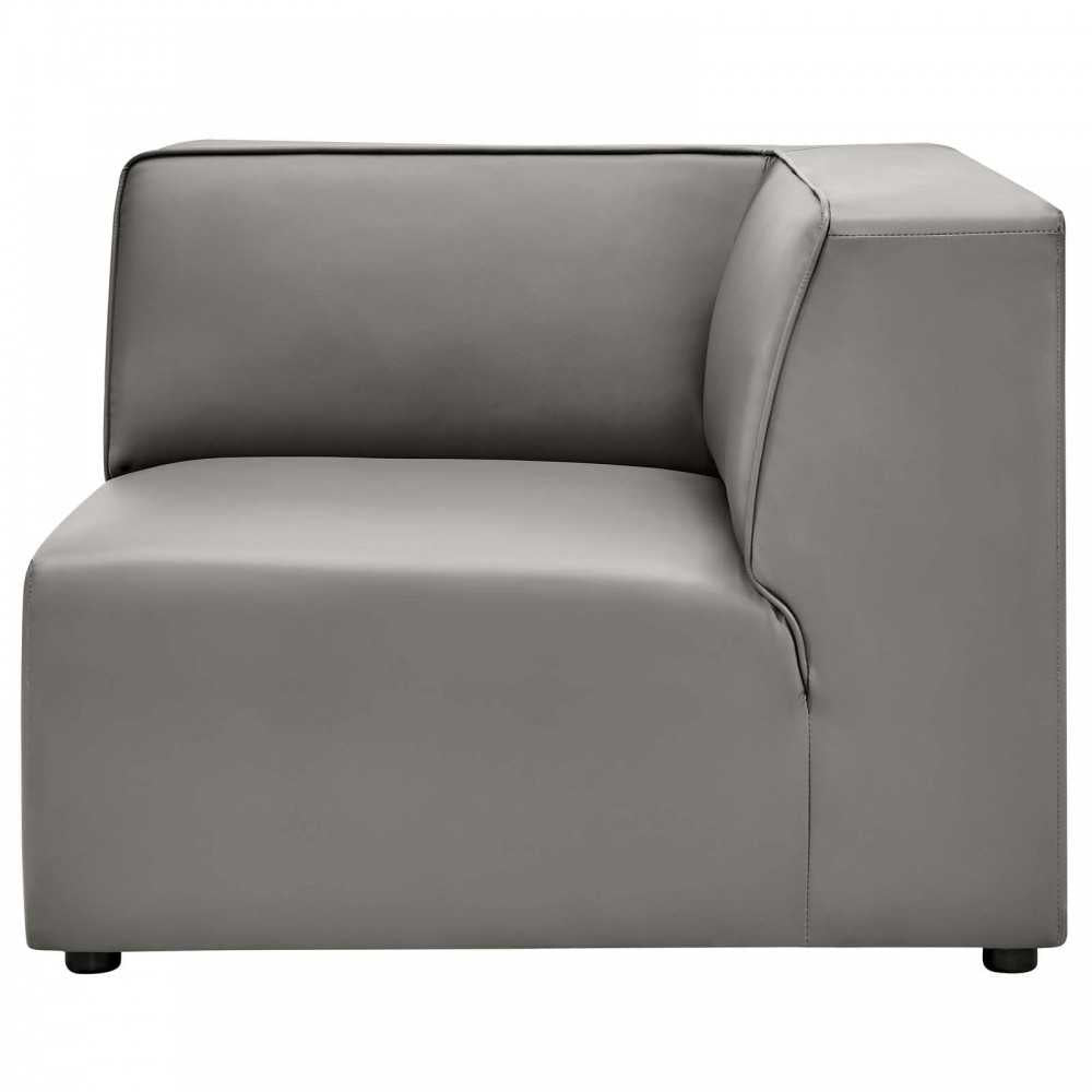 Mingle Vegan Leather Corner Chair, Gray