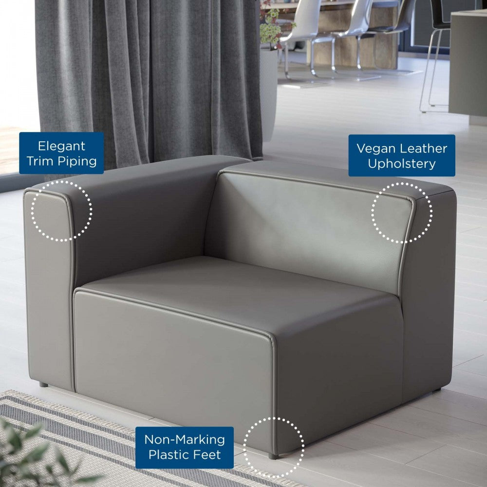 Mingle Vegan Leather Left-Arm Chair, Gray