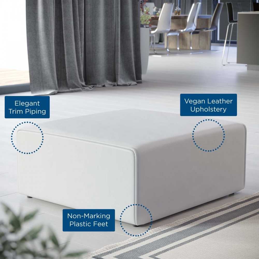 Mingle Vegan Leather Ottoman, White