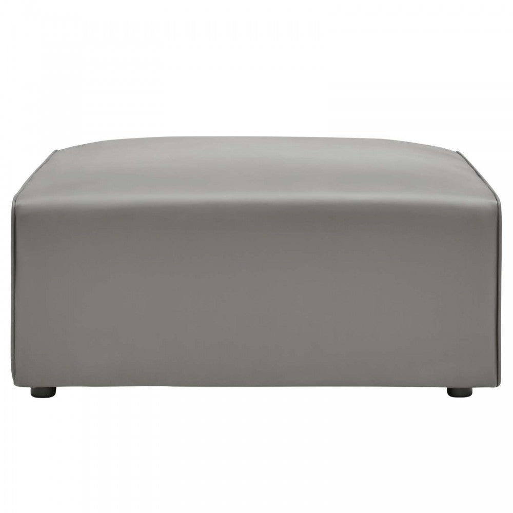 Mingle Vegan Leather Ottoman, Gray
