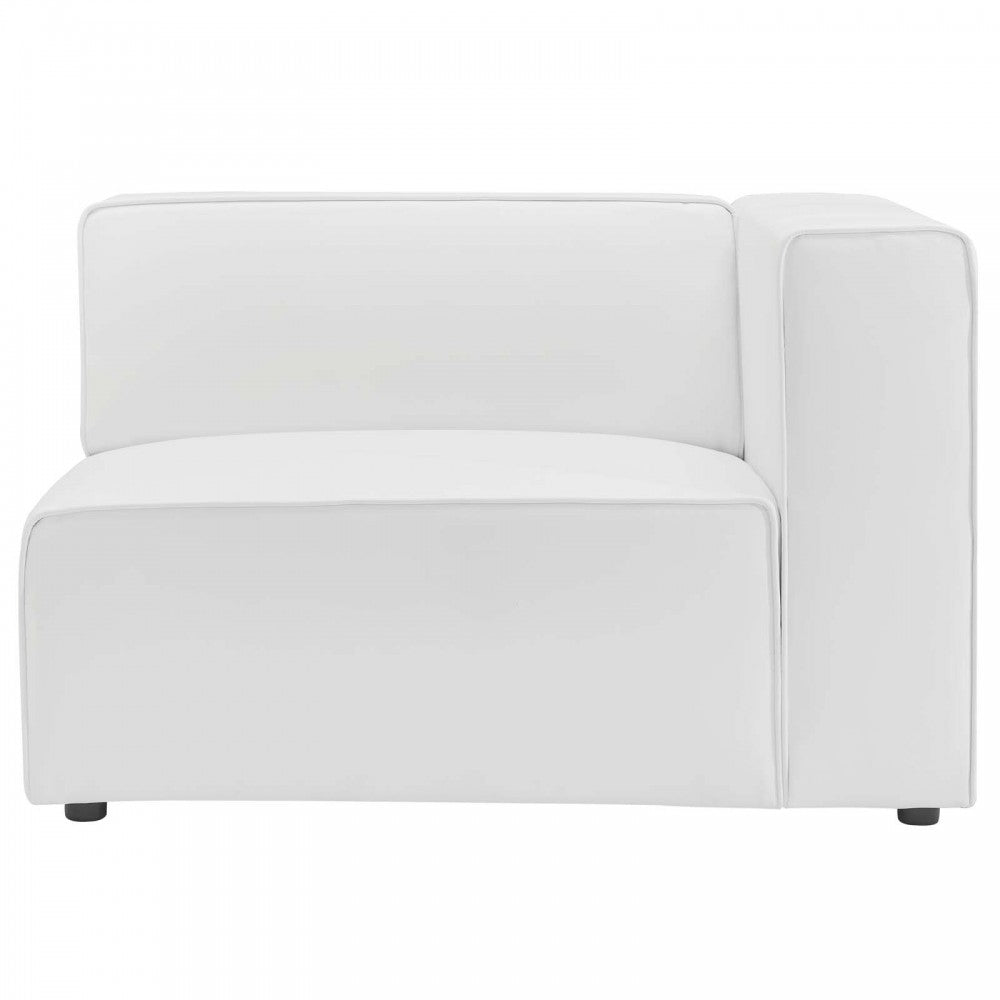 Mingle Vegan Leather Right-Arm Chair, White
