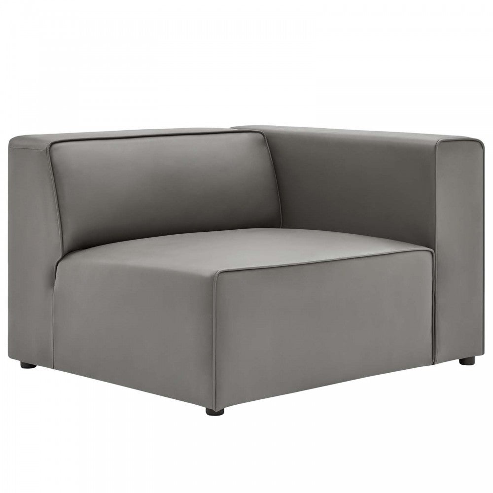 Mingle Vegan Leather Right-Arm Chair, Gray