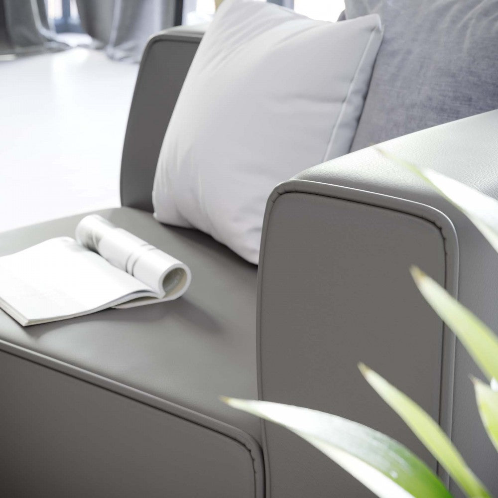 Mingle Vegan Leather Right-Arm Chair, Gray