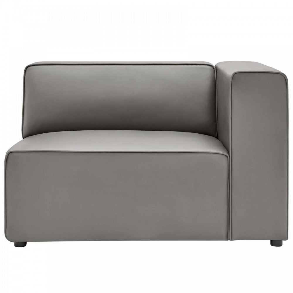 Mingle Vegan Leather Right-Arm Chair, Gray
