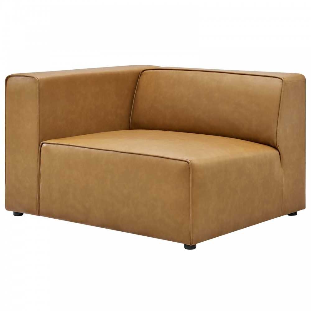 Mingle Vegan Leather Sofa and Ottoman Set, Tan