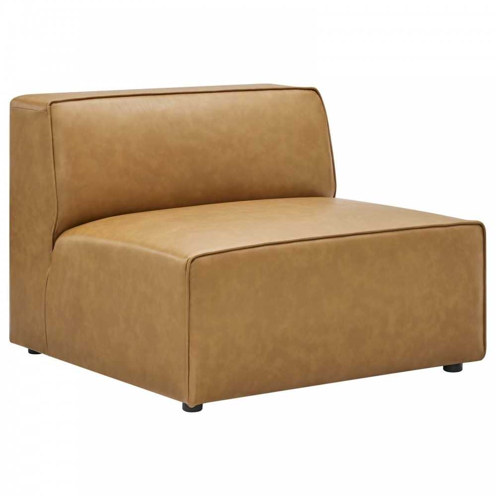 Mingle Vegan Leather Sofa and Ottoman Set, Tan