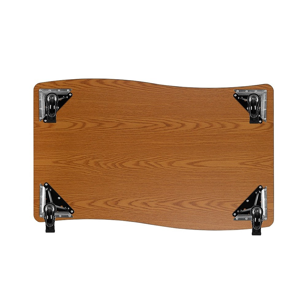Mobile 28"W x 47.5"L Rectangular Wave Collaborative Gray Thermal Laminate Activity Table - Height Adjustable Short Legs