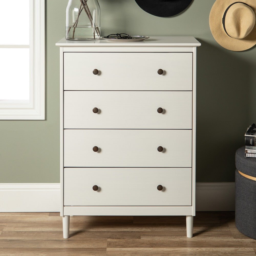 Modern 4 Drawer Dresser - White