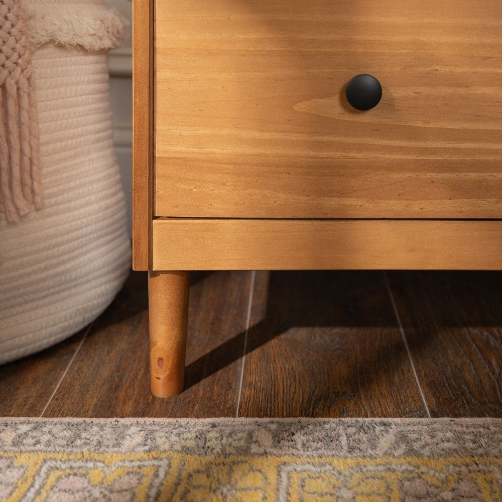 Modern 6 Drawer Solid Wood Dresser - Caramel