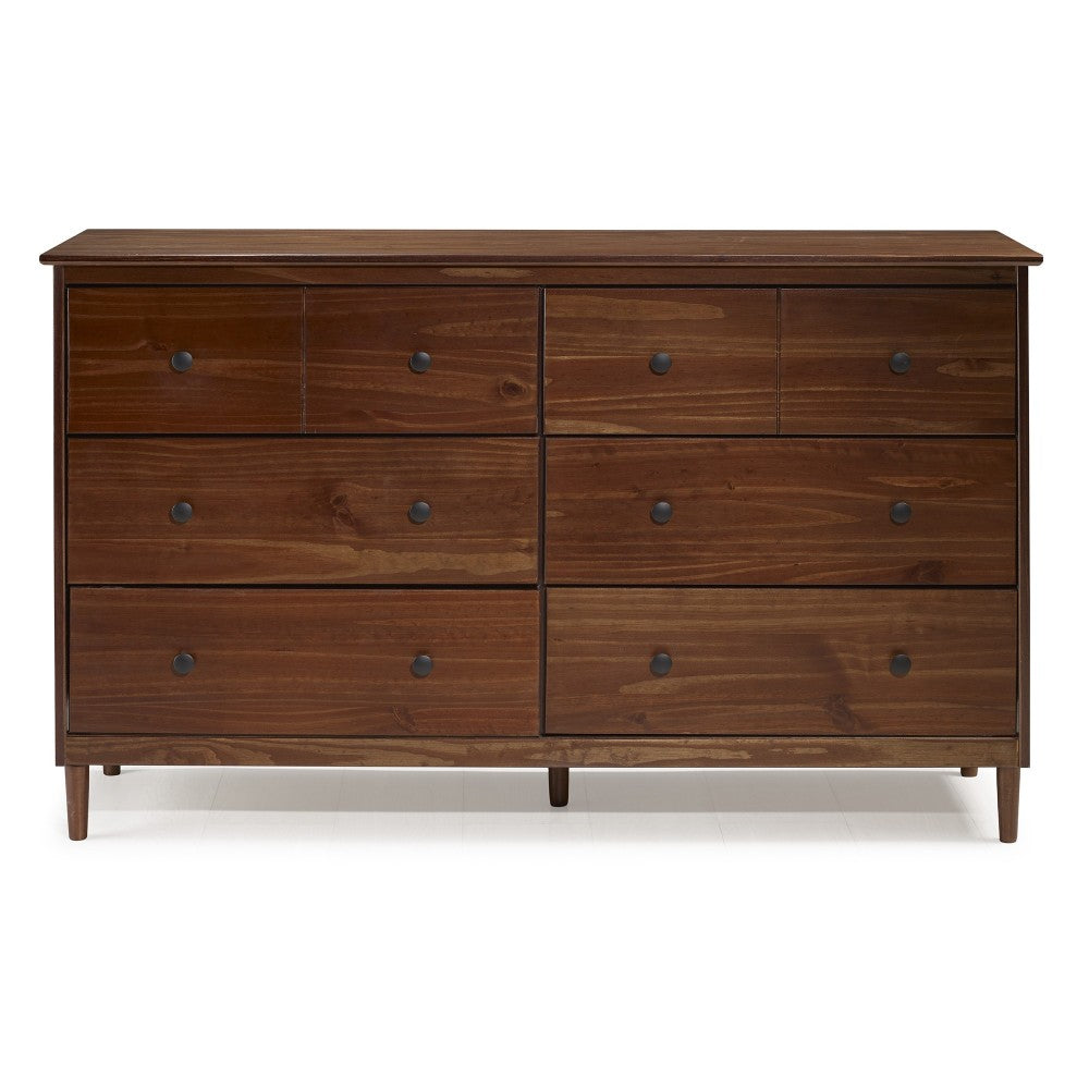 Modern 6 Drawer Solid Wood Dresser - Walnut
