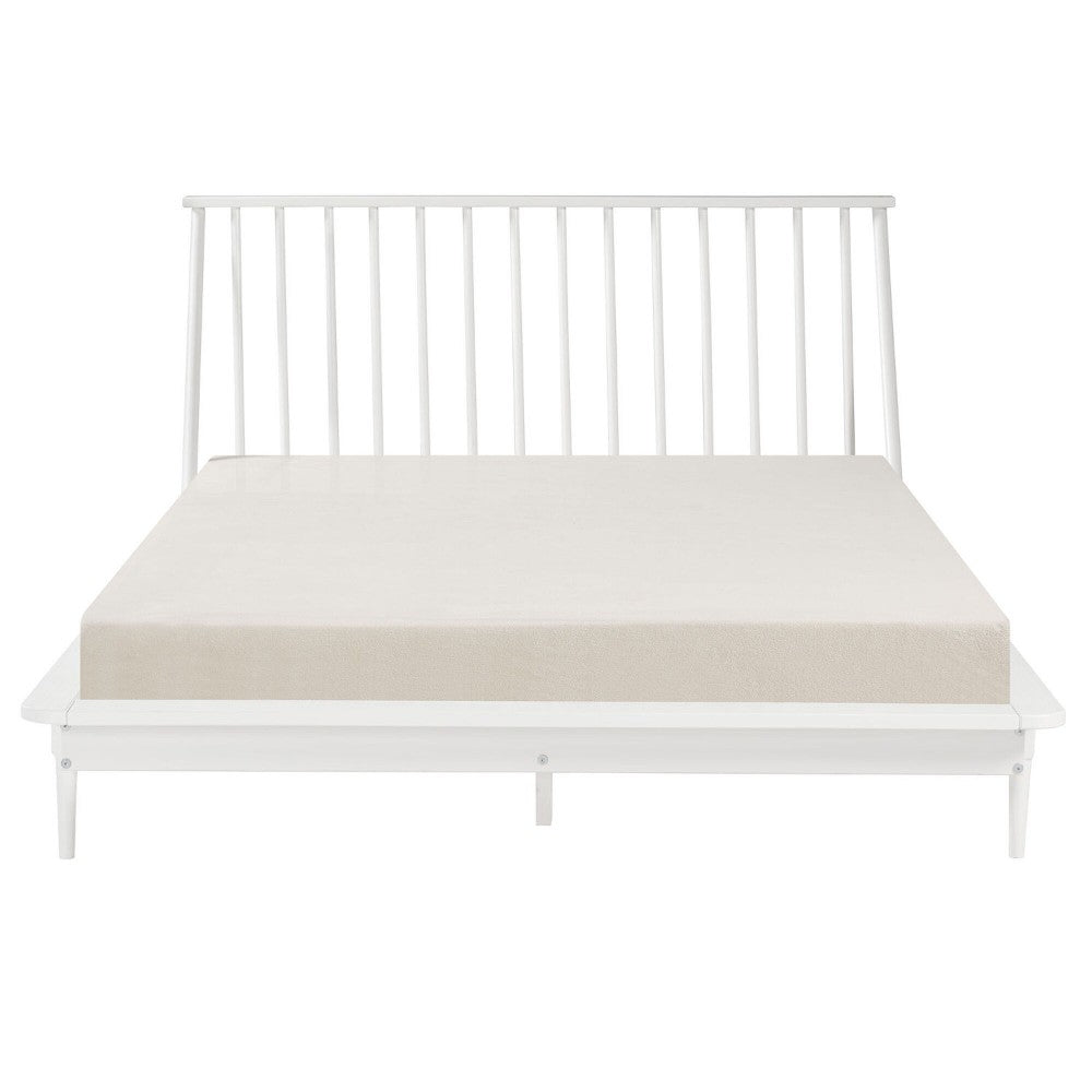 Modern Wood Queen Spindle Bed - White