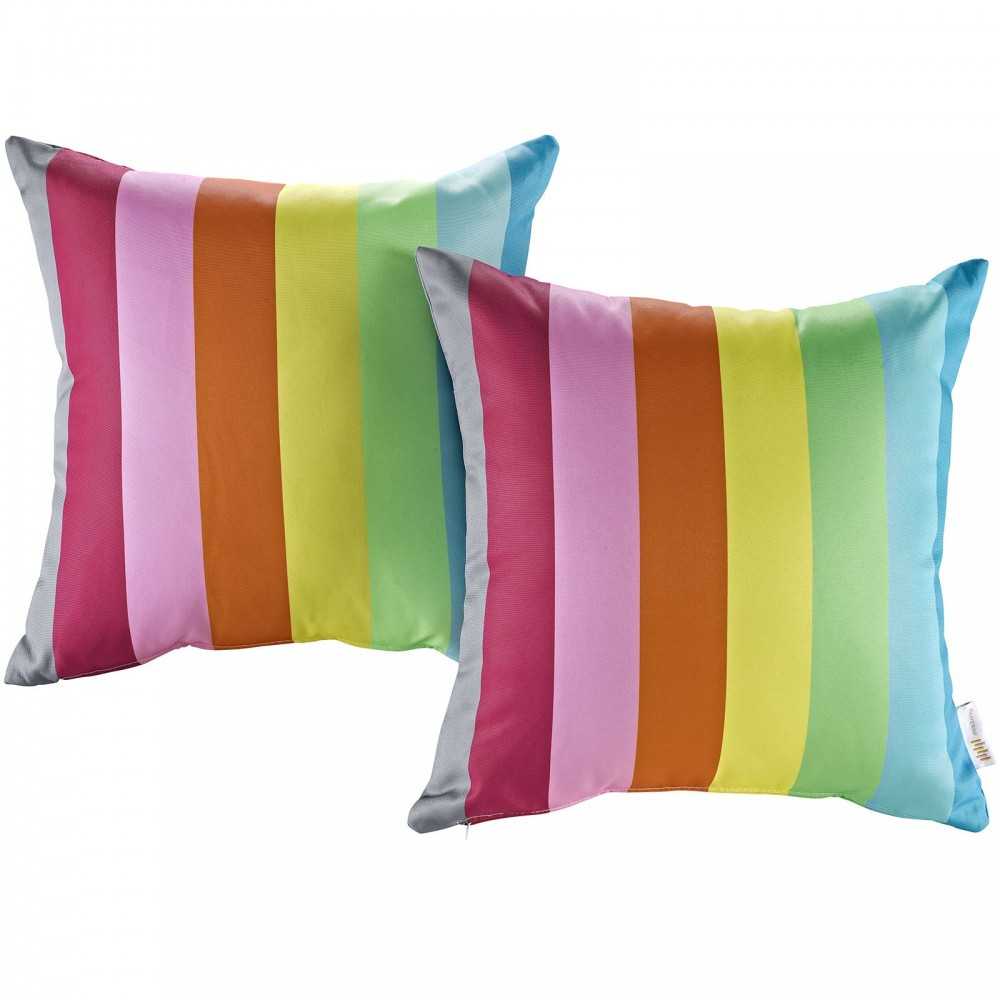 Modway Two Piece Outdoor Patio Pillow Set, Rainbow