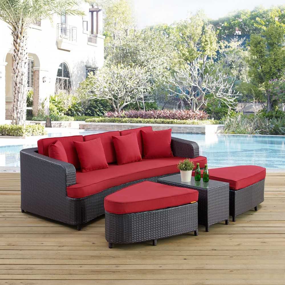 Monterey 4 Piece Outdoor Patio Sofa Set, Brown Red