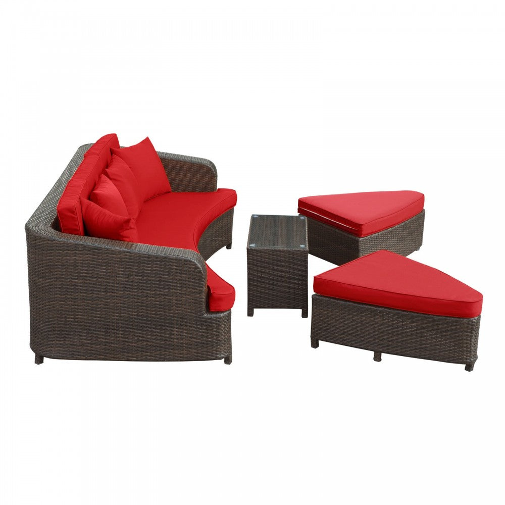 Monterey 4 Piece Outdoor Patio Sofa Set, Brown Red