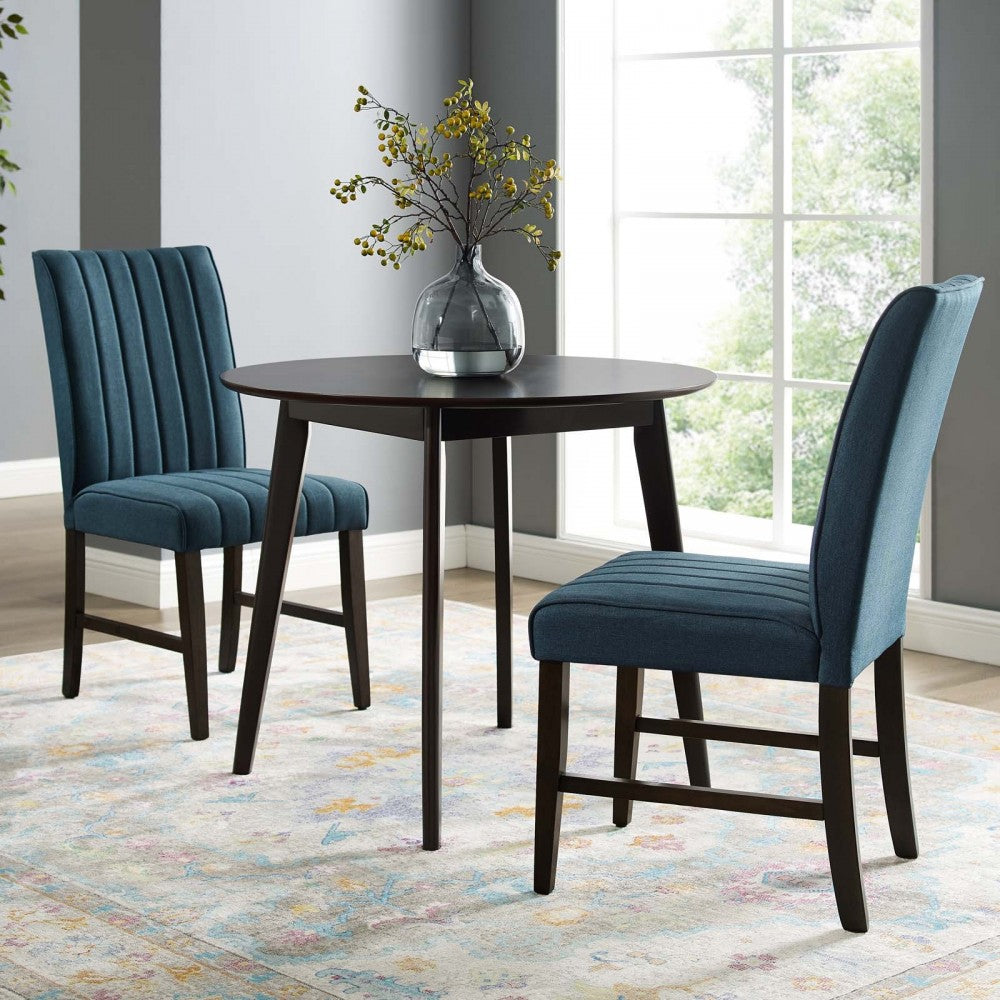 Motivate Channel Tufted Upholstered Fabric Dining Chair Set of 2, Blue