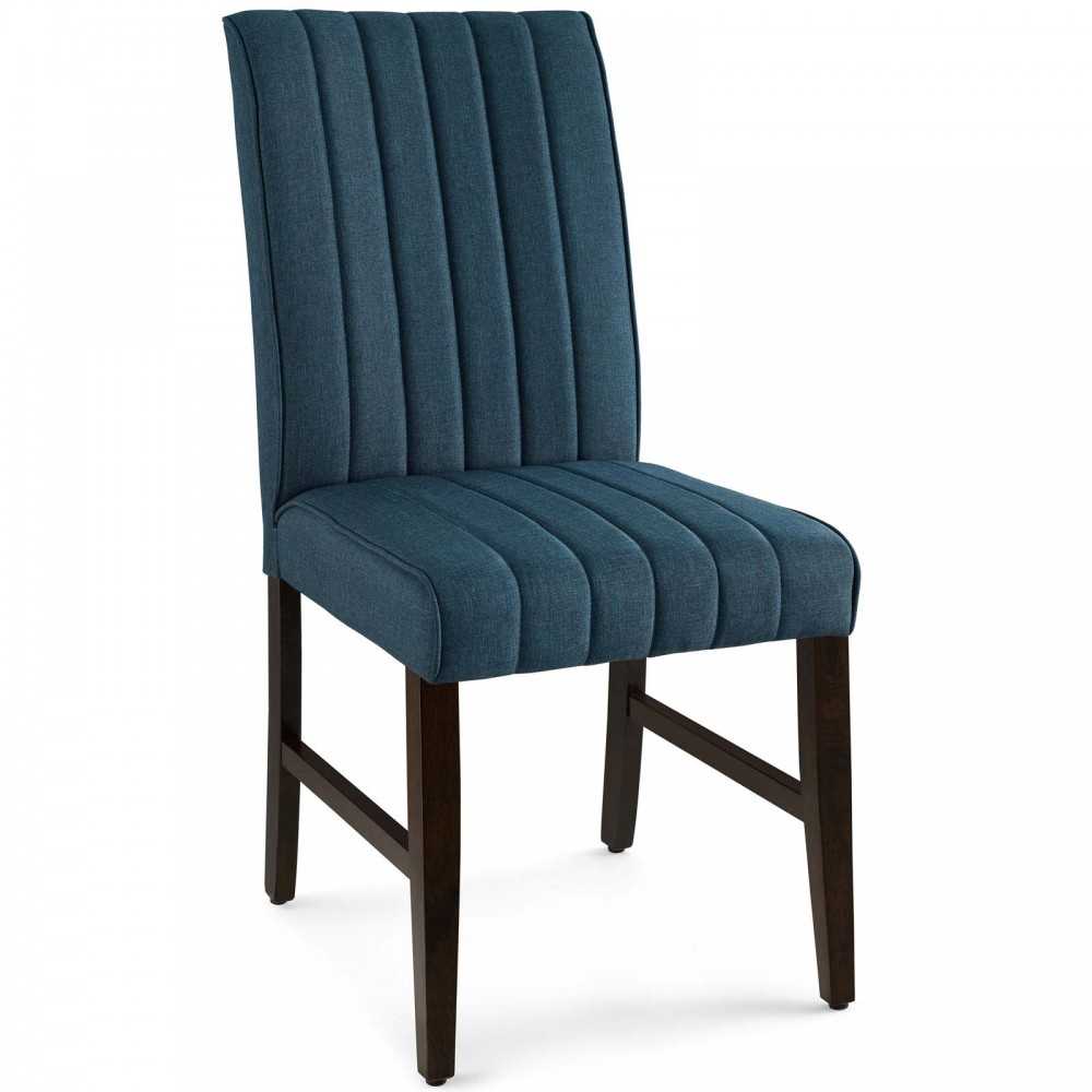 Motivate Channel Tufted Upholstered Fabric Dining Chair Set of 2, Blue