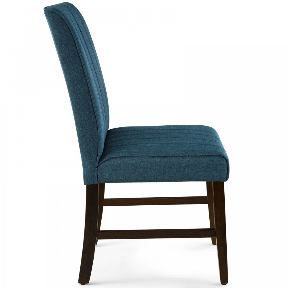 Motivate Channel Tufted Upholstered Fabric Dining Chair Set of 2, Blue