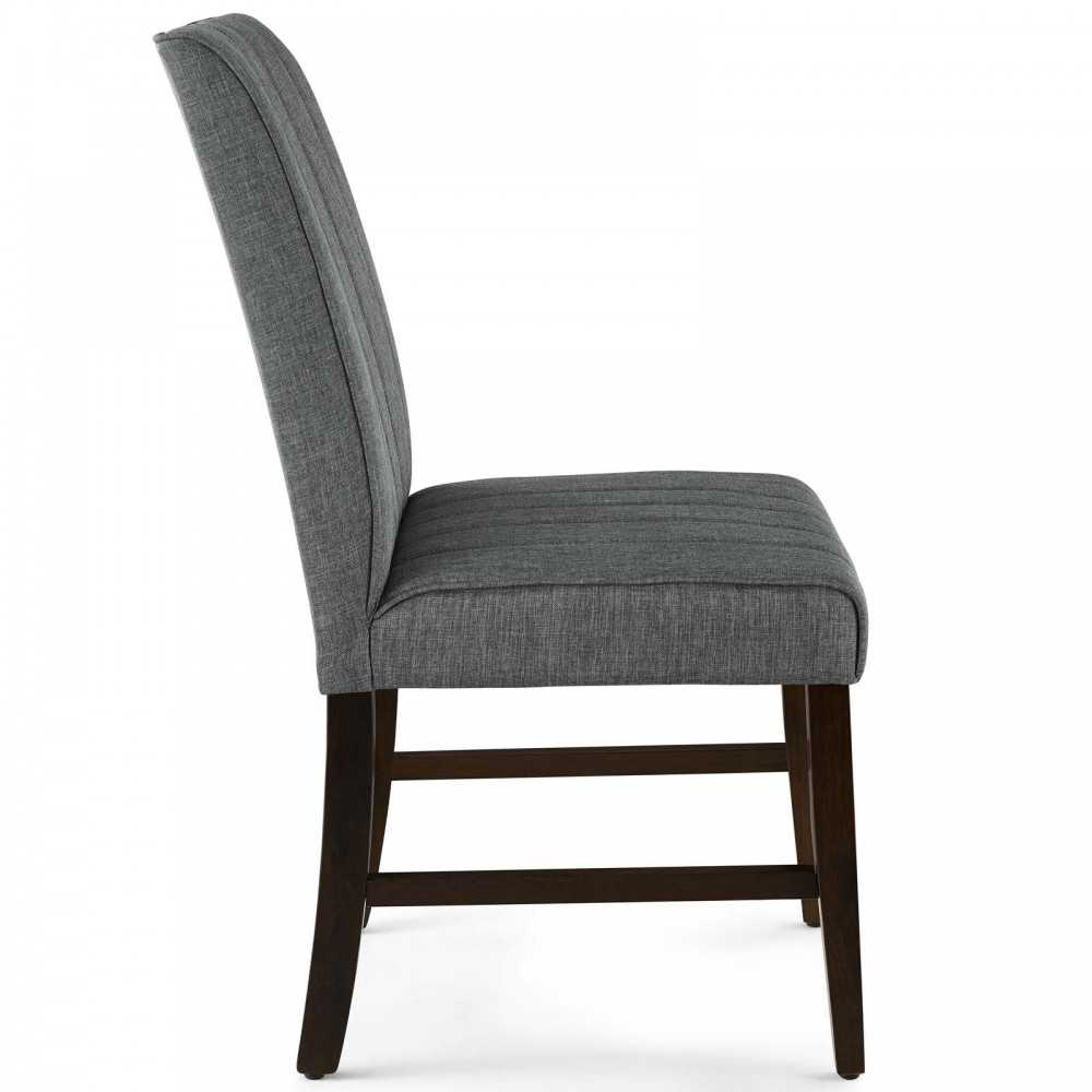 Motivate Channel Tufted Upholstered Fabric Dining Chair Set of 2, Gray