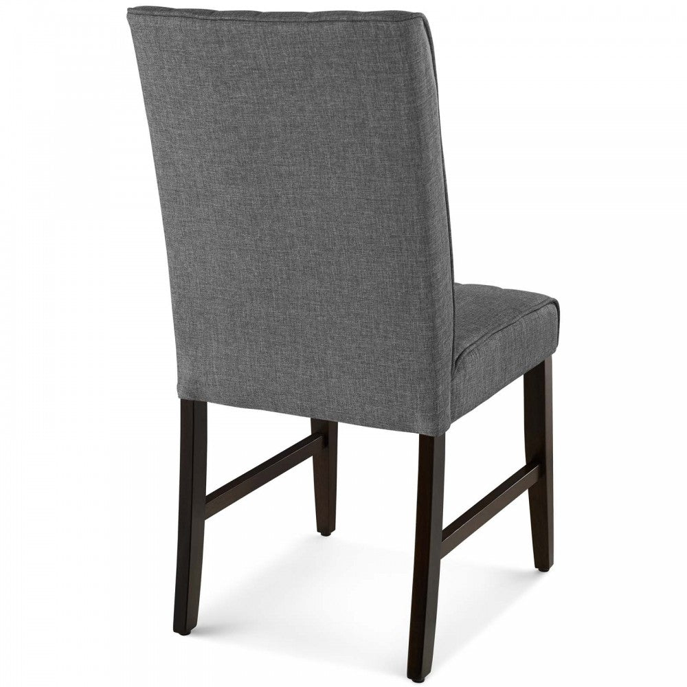 Motivate Channel Tufted Upholstered Fabric Dining Chair Set of 2, Gray