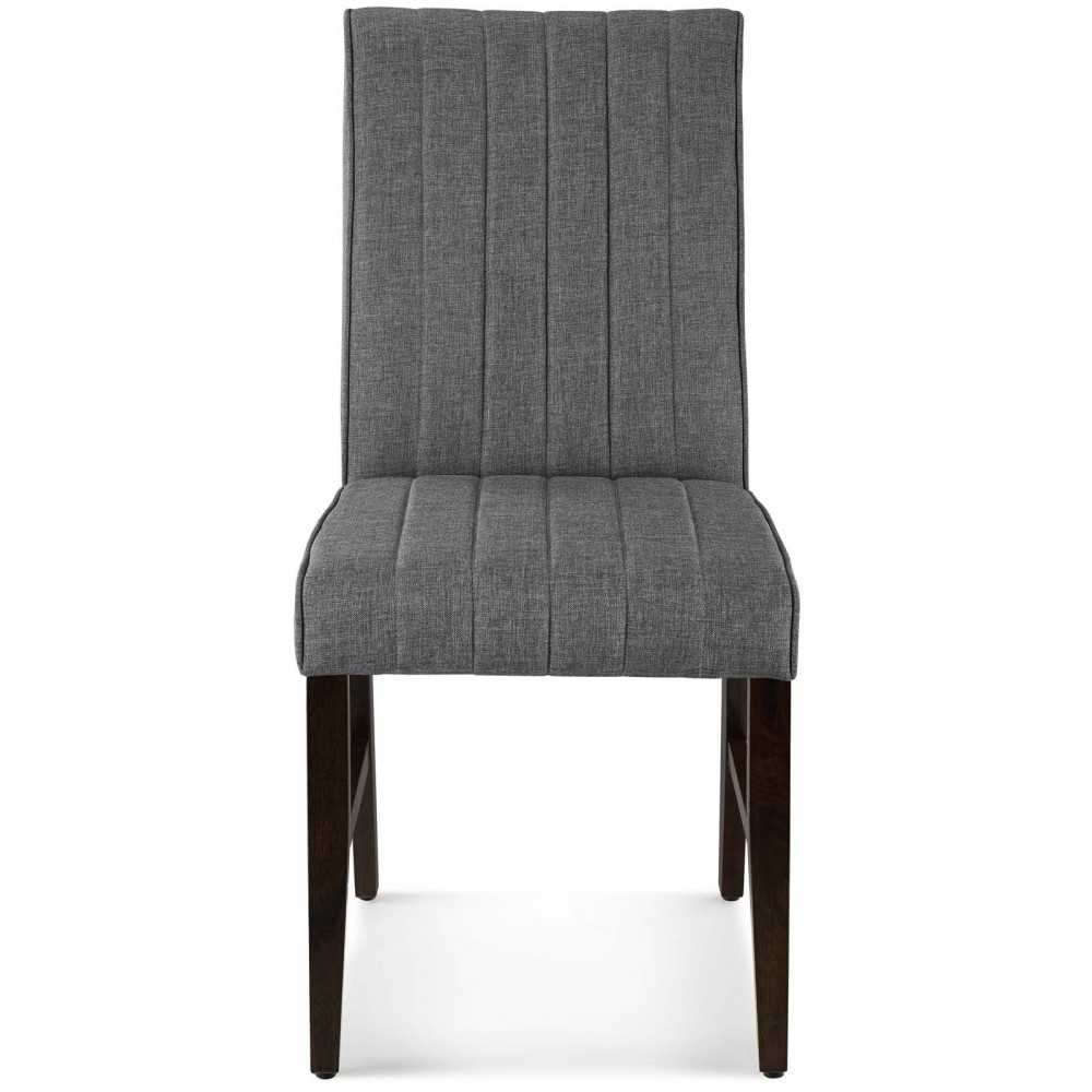 Motivate Channel Tufted Upholstered Fabric Dining Chair Set of 2, Gray