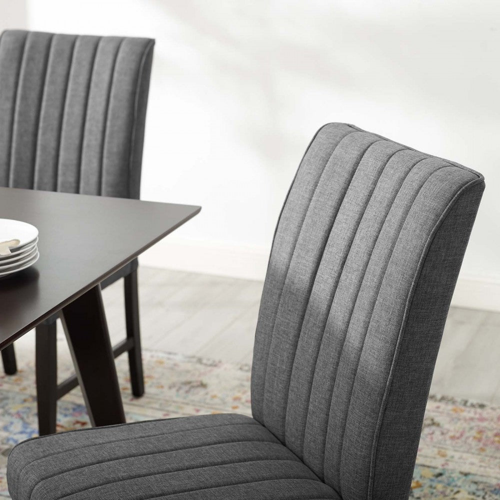 Motivate Channel Tufted Upholstered Fabric Dining Chair Set of 2, Gray